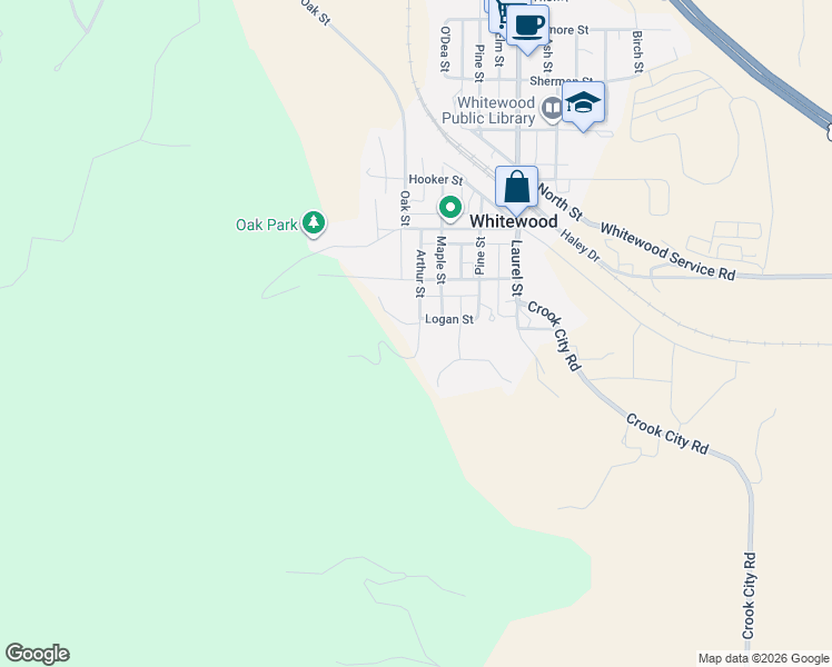 map of restaurants, bars, coffee shops, grocery stores, and more near Long Drive in Whitewood