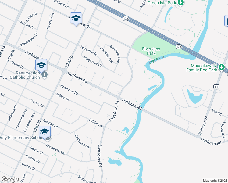map of restaurants, bars, coffee shops, grocery stores, and more near 723 Hoffman Road in Allouez