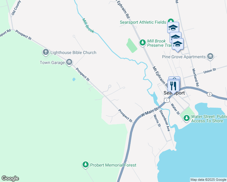 map of restaurants, bars, coffee shops, grocery stores, and more near 15 Bayview Street in Searsport