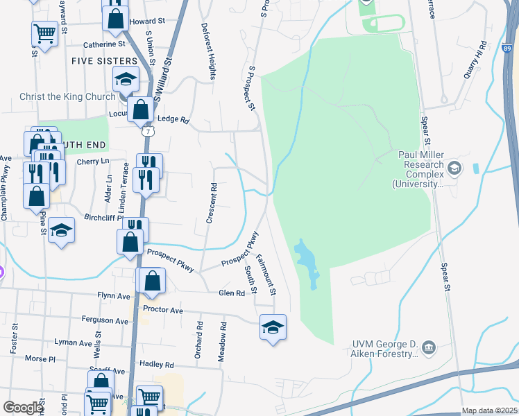 map of restaurants, bars, coffee shops, grocery stores, and more near 236 Prospect Parkway in Burlington