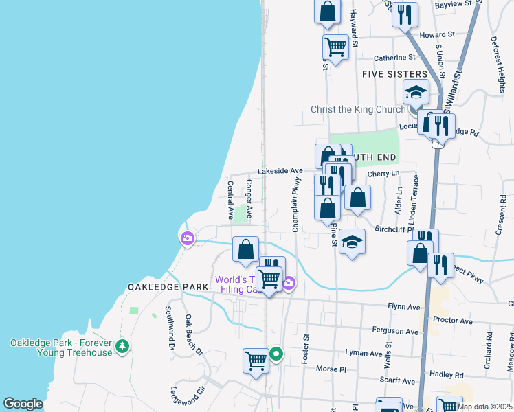 map of restaurants, bars, coffee shops, grocery stores, and more near in Burlington