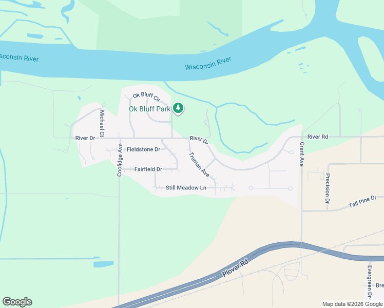 map of restaurants, bars, coffee shops, grocery stores, and more near 2560 Truman Ave in Plover