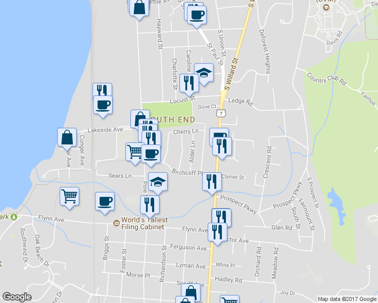 map of restaurants, bars, coffee shops, grocery stores, and more near 45 Alder Lane in Burlington
