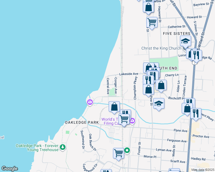 map of restaurants, bars, coffee shops, grocery stores, and more near 31 Central Avenue in Burlington