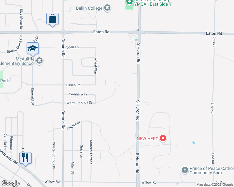 map of restaurants, bars, coffee shops, grocery stores, and more near 3254 Warm Springs Drive in Bellevue