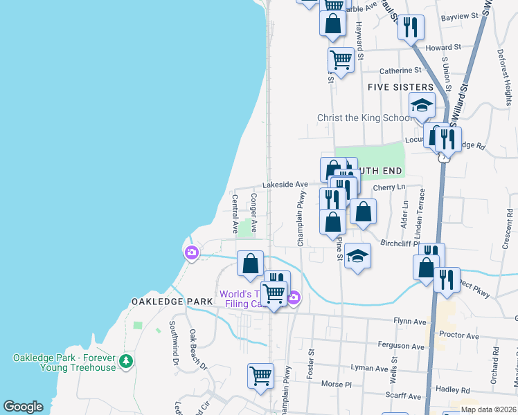 map of restaurants, bars, coffee shops, grocery stores, and more near in Burlington