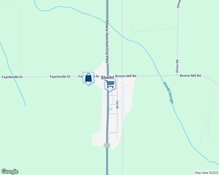 map of restaurants, bars, coffee shops, grocery stores, and more near 30045 Oregon 99E in Shedd