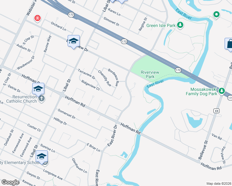 map of restaurants, bars, coffee shops, grocery stores, and more near 824 Terraview Drive in Green Bay