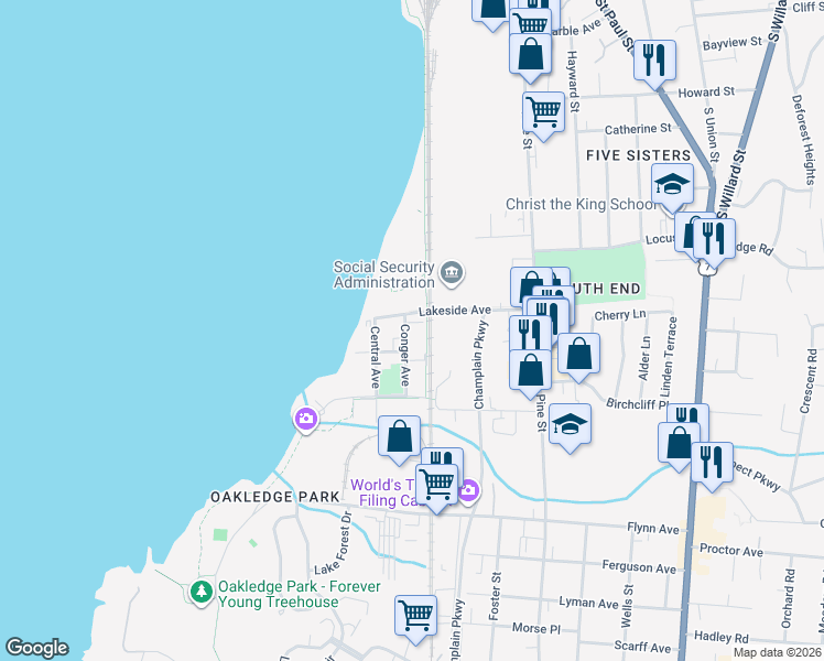 map of restaurants, bars, coffee shops, grocery stores, and more near in Burlington
