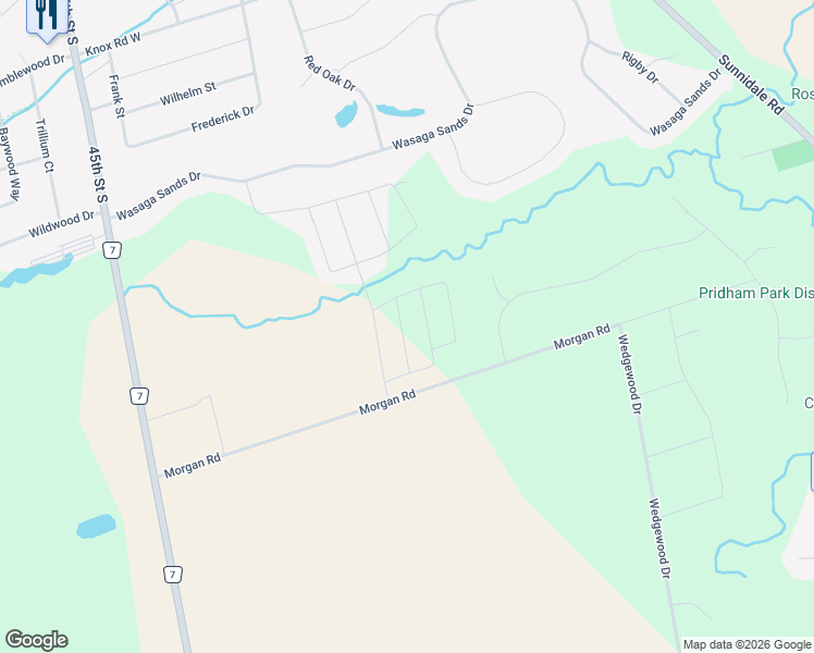 map of restaurants, bars, coffee shops, grocery stores, and more near 5 Dean Court in Wasaga Beach