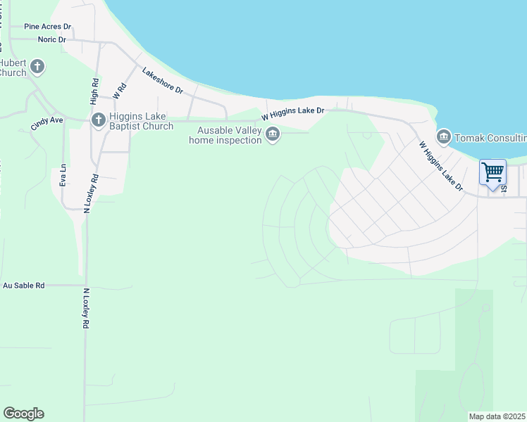 map of restaurants, bars, coffee shops, grocery stores, and more near 402 Beechwood Drive in Roscommon