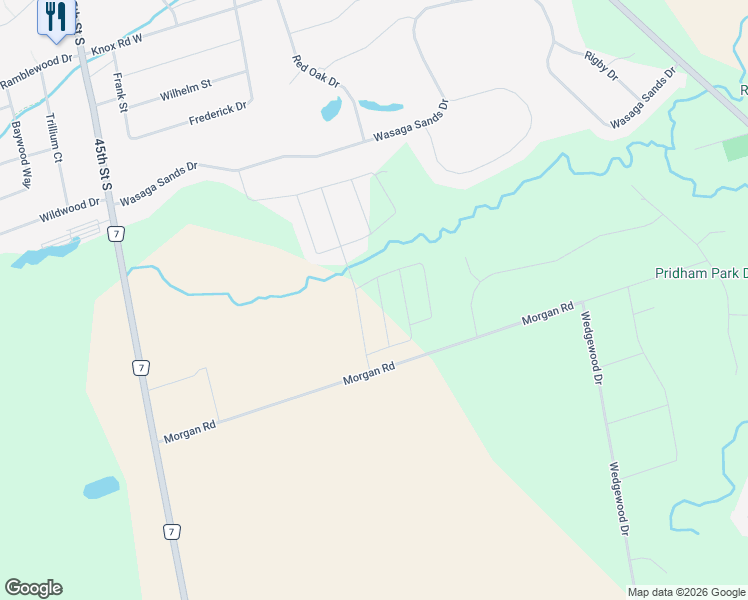 map of restaurants, bars, coffee shops, grocery stores, and more near 42 Lisa Street in Wasaga Beach