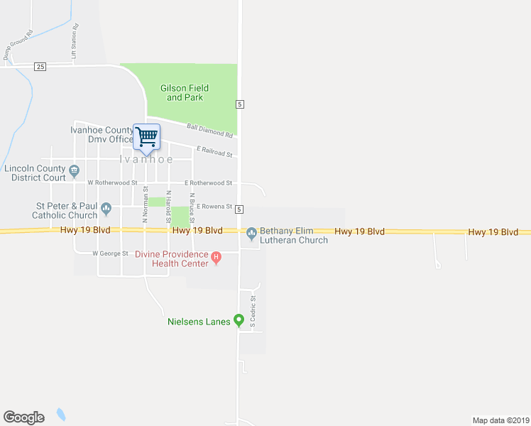 map of restaurants, bars, coffee shops, grocery stores, and more near 106 County Road 5 in Ivanhoe