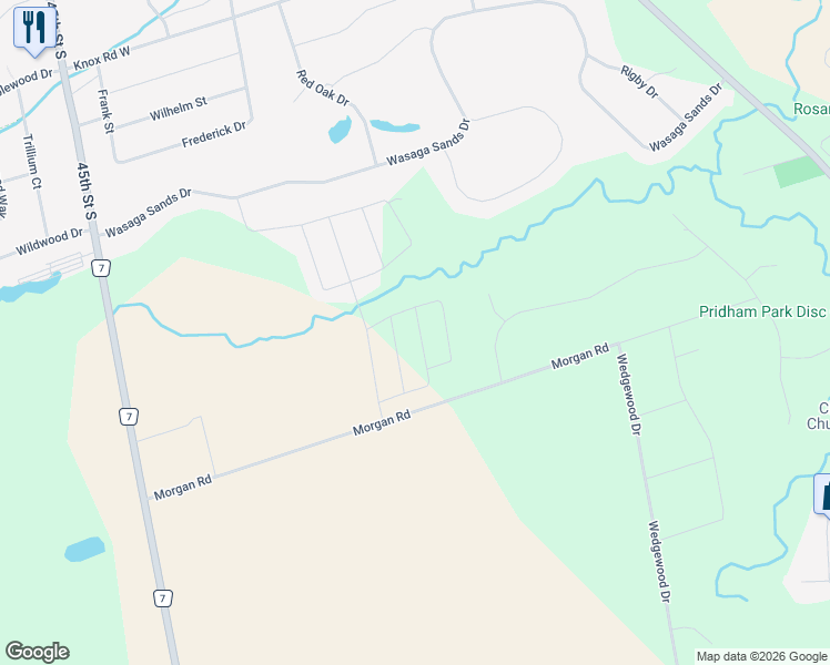 map of restaurants, bars, coffee shops, grocery stores, and more near 40 Autumn Drive in Wasaga Beach