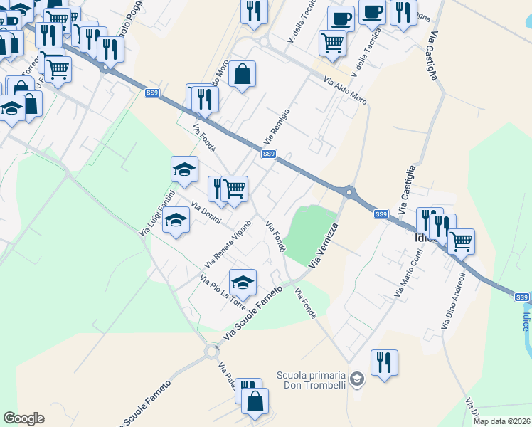 map of restaurants, bars, coffee shops, grocery stores, and more near 23 Via Fondè in San Lazzaro di Savena