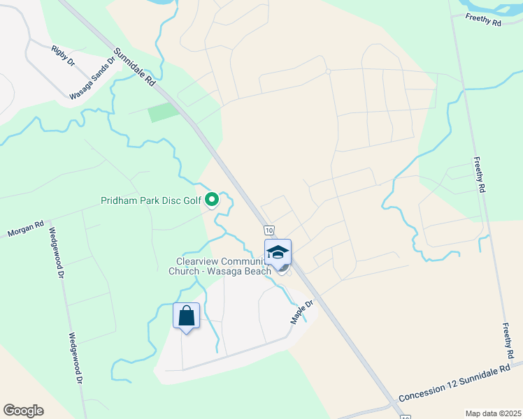 map of restaurants, bars, coffee shops, grocery stores, and more near 757 Sunnidale Road in Wasaga Beach
