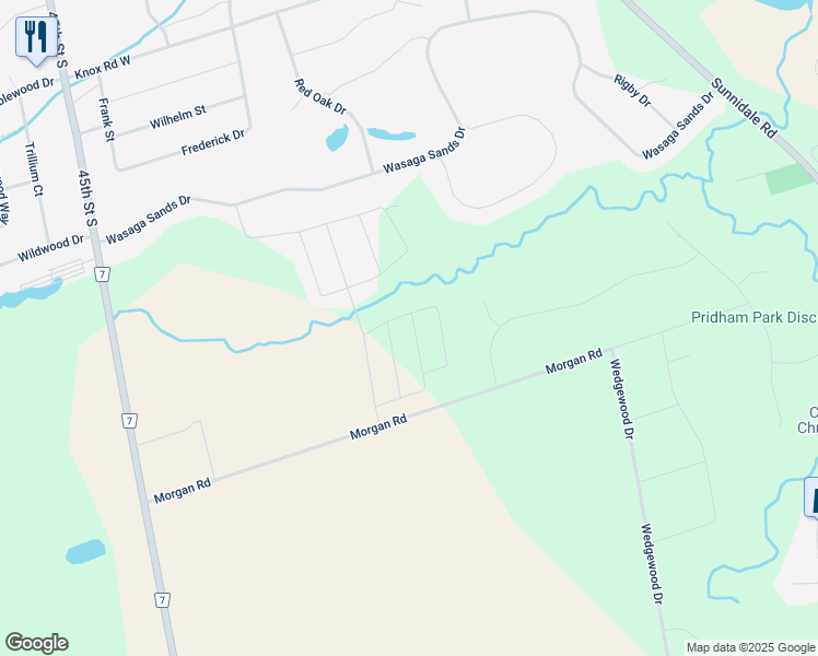 map of restaurants, bars, coffee shops, grocery stores, and more near 5 Dean Court in Wasaga Beach