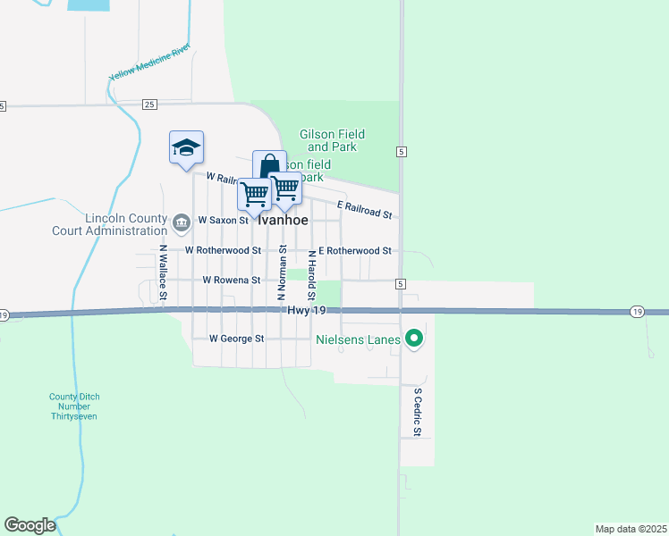 map of restaurants, bars, coffee shops, grocery stores, and more near 209 North Bruce Street in Ivanhoe