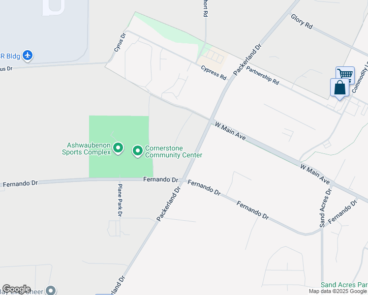 map of restaurants, bars, coffee shops, grocery stores, and more near 3500 Packerland Drive in De Pere