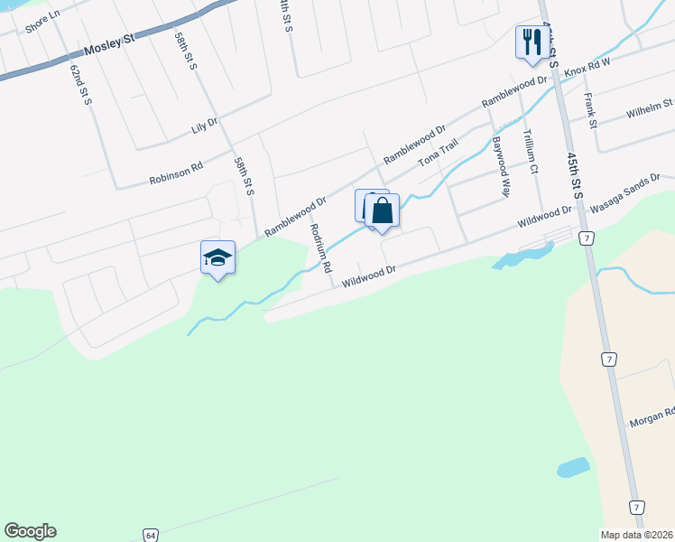 map of restaurants, bars, coffee shops, grocery stores, and more near 244 Wildwood Drive in Wasaga Beach