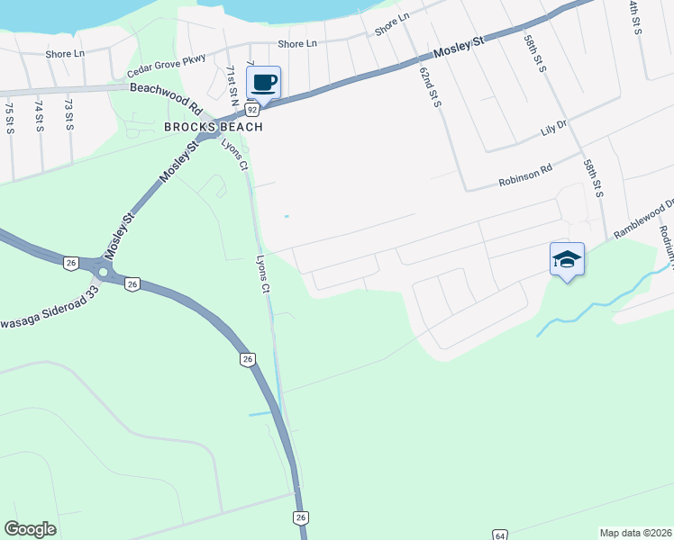 map of restaurants, bars, coffee shops, grocery stores, and more near 164 Allegra Drive in Wasaga Beach