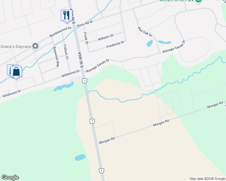 map of restaurants, bars, coffee shops, grocery stores, and more near 59 Amber Drive in Wasaga Beach