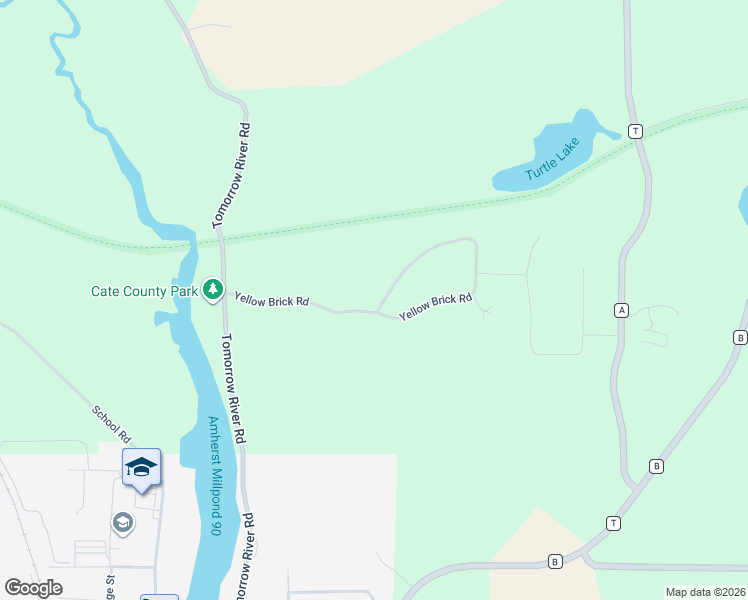 map of restaurants, bars, coffee shops, grocery stores, and more near 10174 Yellow Brick Road in Amherst