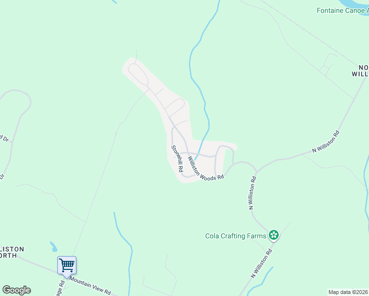 map of restaurants, bars, coffee shops, grocery stores, and more near 121 Williston Woods Road in Williston