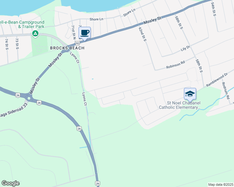 map of restaurants, bars, coffee shops, grocery stores, and more near 162 Allegra Drive in Wasaga Beach