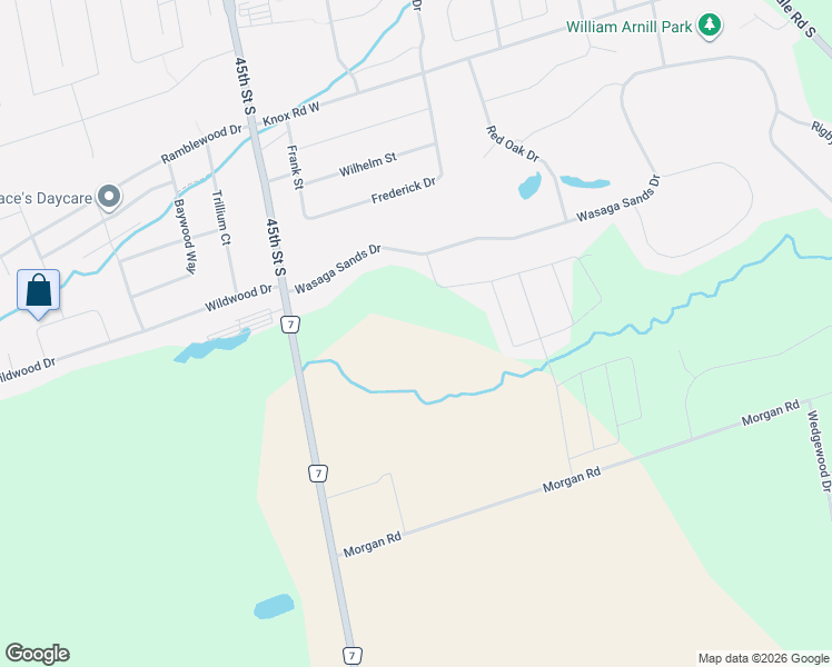 map of restaurants, bars, coffee shops, grocery stores, and more near 26 Amber Drive in Wasaga Beach