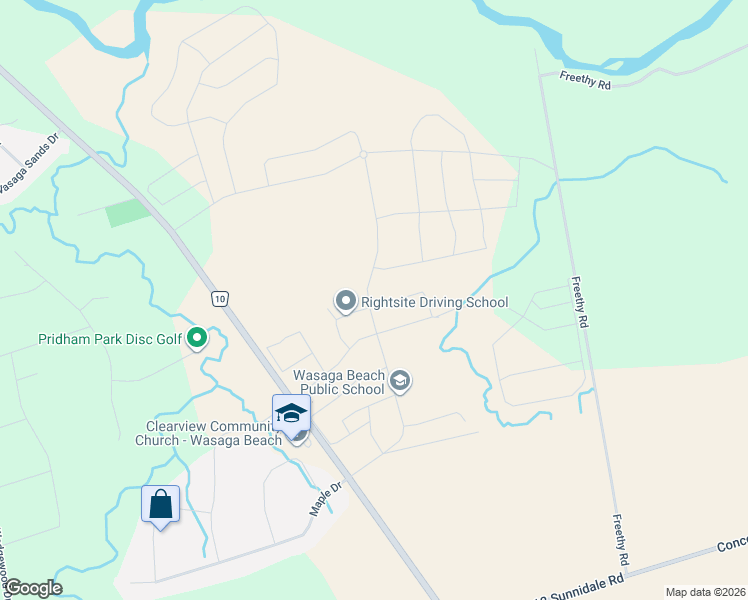 map of restaurants, bars, coffee shops, grocery stores, and more near 767 Sunnidale Road in Wasaga Beach