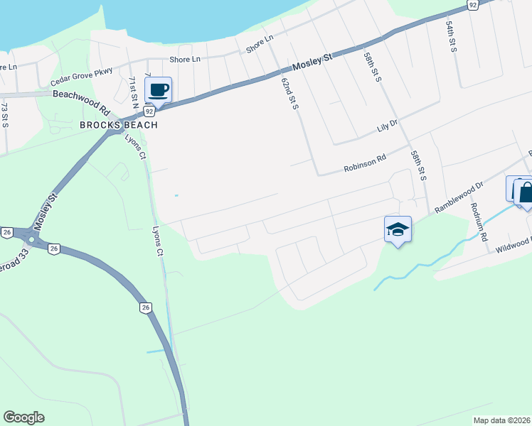 map of restaurants, bars, coffee shops, grocery stores, and more near 114 Allegra Drive in Wasaga Beach