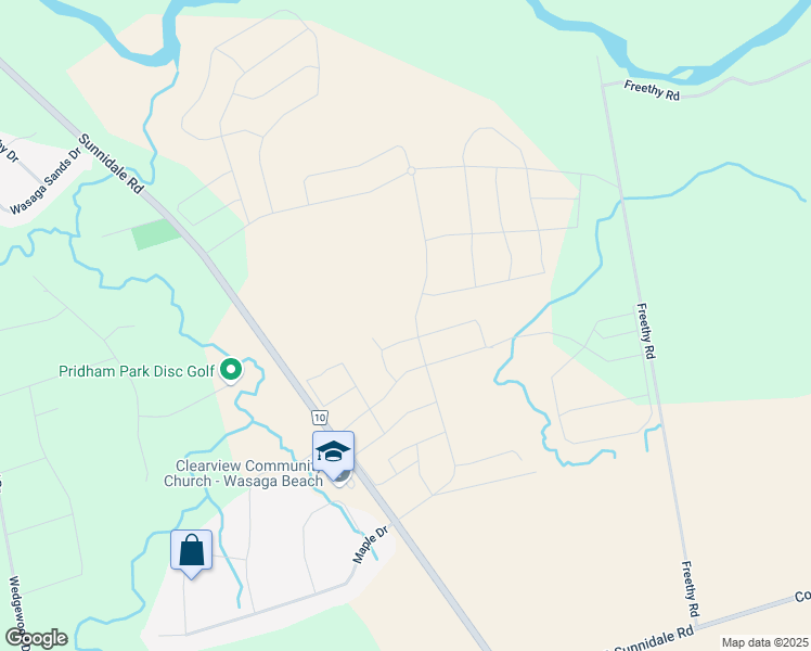 map of restaurants, bars, coffee shops, grocery stores, and more near 757 Sunnidale Road in Wasaga Beach