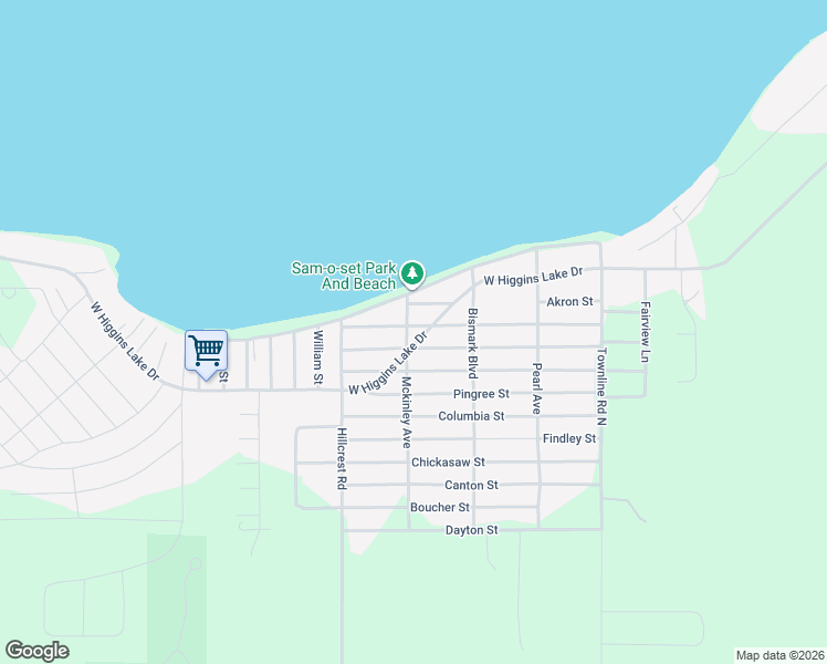 map of restaurants, bars, coffee shops, grocery stores, and more near 401-451 Lone Pine St in Roscommon Township