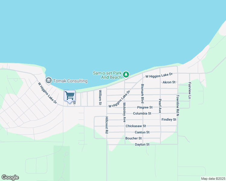 map of restaurants, bars, coffee shops, grocery stores, and more near 437 Lone Pine Street in Roscommon