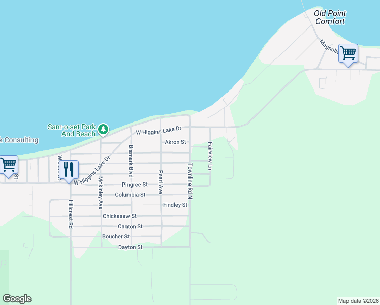 map of restaurants, bars, coffee shops, grocery stores, and more near 101 Lone Pine Street in Roscommon
