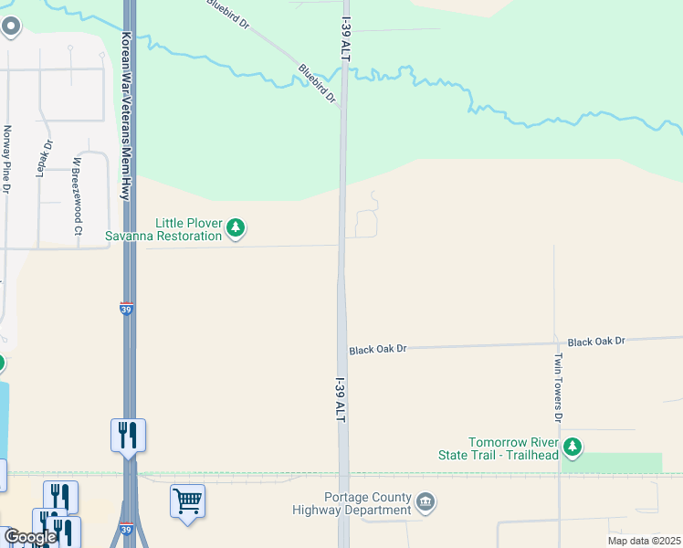 map of restaurants, bars, coffee shops, grocery stores, and more near County Highway R in Plover