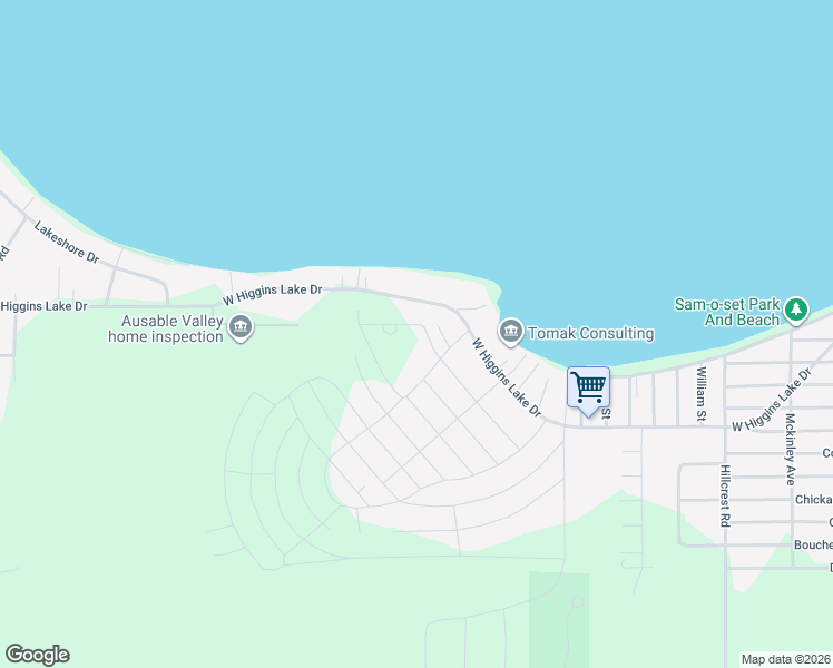 map of restaurants, bars, coffee shops, grocery stores, and more near Poplar Road in Roscommon