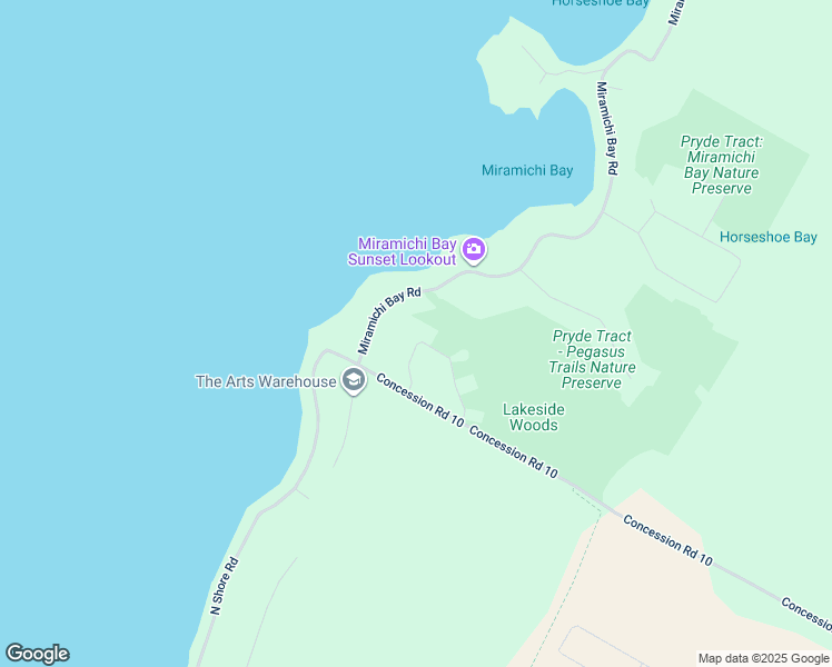 map of restaurants, bars, coffee shops, grocery stores, and more near 20 Miramichi Bay Road in Saugeen Shores
