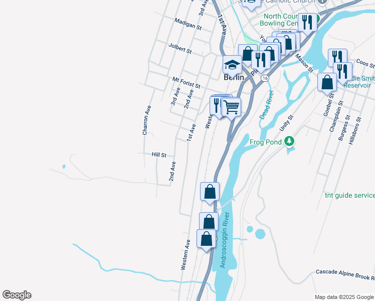 map of restaurants, bars, coffee shops, grocery stores, and more near 404 1st Avenue in Berlin