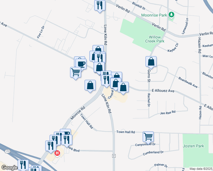 map of restaurants, bars, coffee shops, grocery stores, and more near 2015 Lime Kiln Road in Bellevue