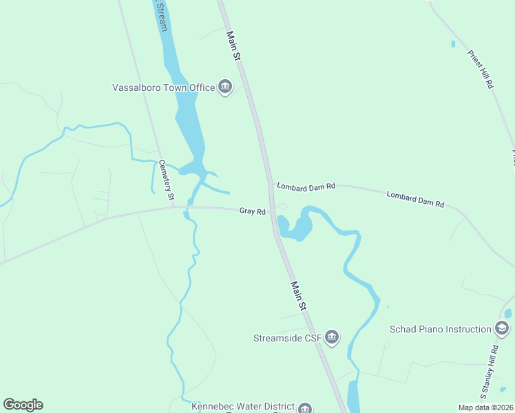 map of restaurants, bars, coffee shops, grocery stores, and more near 593 Main Street in Vassalboro