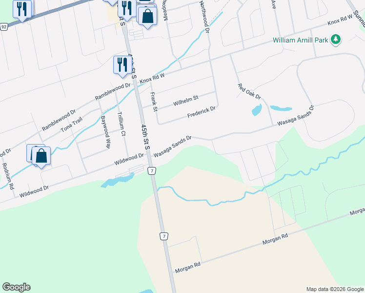 map of restaurants, bars, coffee shops, grocery stores, and more near 16 Wasaga Sands Drive in Wasaga Beach