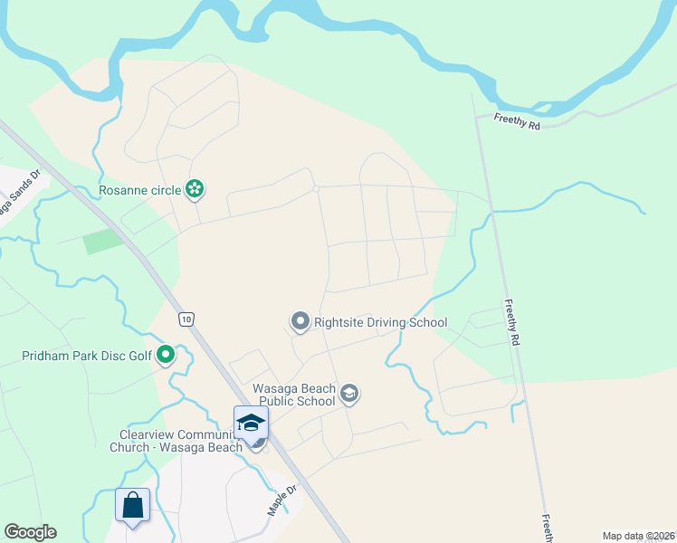 map of restaurants, bars, coffee shops, grocery stores, and more near Sunnidale Road in Wasaga Beach