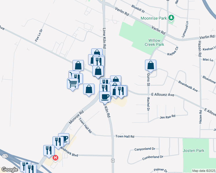 map of restaurants, bars, coffee shops, grocery stores, and more near 2015 Lime Kiln Road in Bellevue