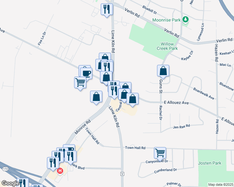 map of restaurants, bars, coffee shops, grocery stores, and more near 2015 Lime Kiln Road in Bellevue