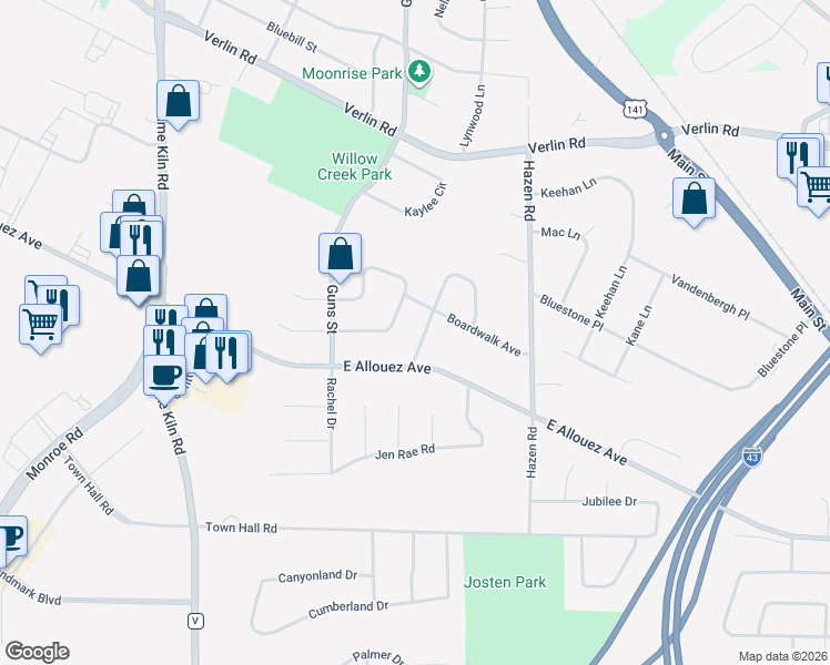 map of restaurants, bars, coffee shops, grocery stores, and more near 1983 Baltic Terrace in Bellevue