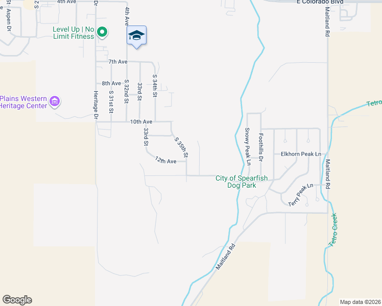 map of restaurants, bars, coffee shops, grocery stores, and more near 1036 South 35th Street in Spearfish
