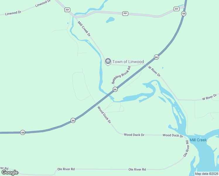 map of restaurants, bars, coffee shops, grocery stores, and more near 1960 Babbling Brook Road in Stevens Point
