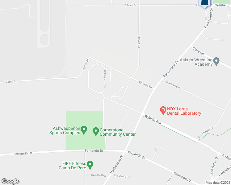 map of restaurants, bars, coffee shops, grocery stores, and more near 1652 West Main Avenue in De Pere